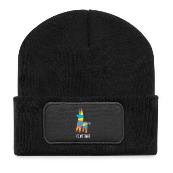 Pinata - Anniversaire - Cadeau - Beanie recyclé à patch - noir - Devant
