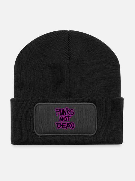 punks pas mort - Beanie recyclé à patch - noir