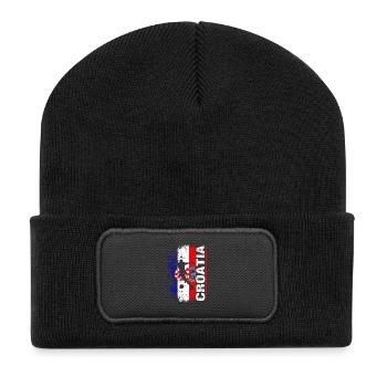 Kroatien Fussball Nationalmannschaft - Geschenk - Recycelte Patch Beanie - Schwarz - Vorne