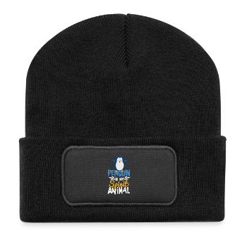 Pinguin ist mein Geist Tier Süßes T-Shirt - Recycelte Patch Beanie - Schwarz - Vorne
