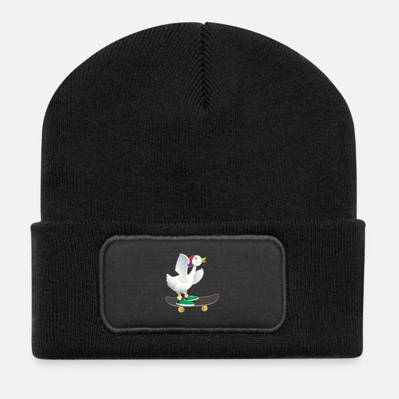 Skater Ente - Recycelte Patch Beanie - Schwarz