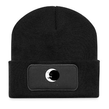 Der Mond und sein bester Freund - Recycelte Patch Beanie - Schwarz - Vorne