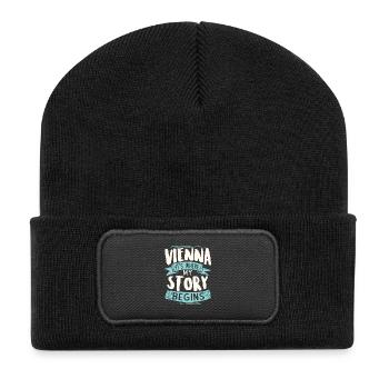Vienna it´s where my story begins - Recycelte Patch Beanie - Schwarz - Vorne