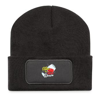 Time To Wine Down Wine Lovers T Shirt Gift - Recycelte Patch Beanie - Dunkelgrau - Vorne