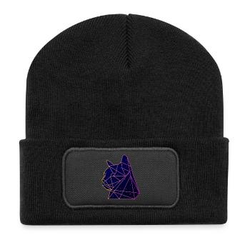 Raum Katze - Recycelte Patch Beanie - Schwarz - Vorne