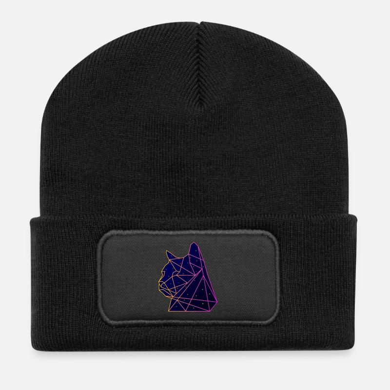 Raum Katze - Recycelte Patch Beanie - Schwarz