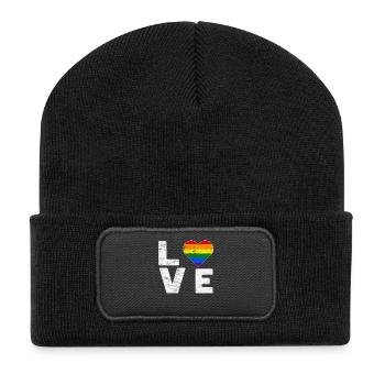 LGBT Pride Rainbow Couleur Amour Coeur Gay Pride - Beanie recyclé à patch - noir - Devant