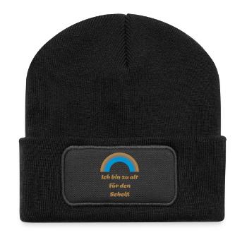 Arc-en-ciel trop vieux slogan putain drôle idée de cadeau - Beanie recyclé à patch - noir - Devant