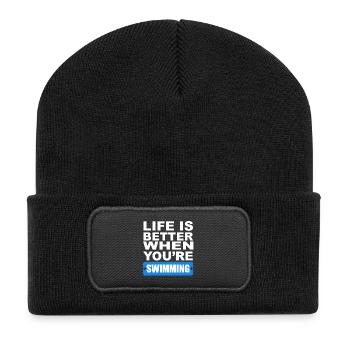Life is better when you swim! - Gift - Recycled Patch Beanie - black - Front