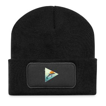 Dolphin - sunrise - ocean - Recycled Patch Beanie - black - Front