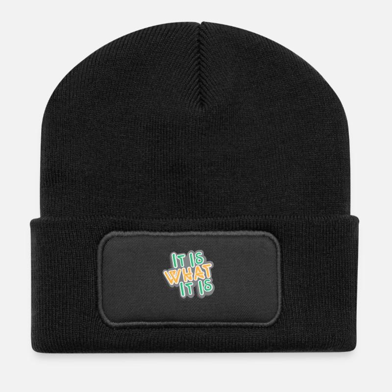 Lustige Sprüche Lustiges Zitat Inspirerende Zitate - Recycelte Patch Beanie - Schwarz