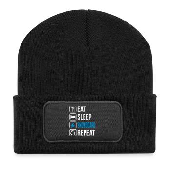 Eat Sleep Snowboard Repeat - Recycelte Patch Beanie - Schwarz - Vorne