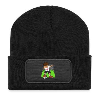 England-Fußball-Ball, der Kinderbritischen Fußball abtupft - Recycelte Patch Beanie - Schwarz - Vorne