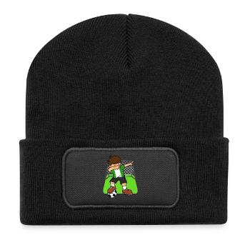 Nigeria Soccer Ball Dabbing Kid Nigerian Football - Recycled Patch Beanie - black - Front