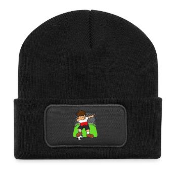 Poland Soccer Ball Dabbing Kid Polish Football - Recycled Patch Beanie - black - Front