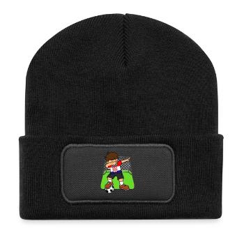 Croatia Soccer Ball Dabbing Kid Croatian Football - Recycled Patch Beanie - black - Front