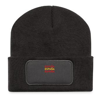 SPANIEN In LANDESFARBEN FLAGGE FAHNE - Recycelte Patch Beanie - Dunkelgrau - Vorne