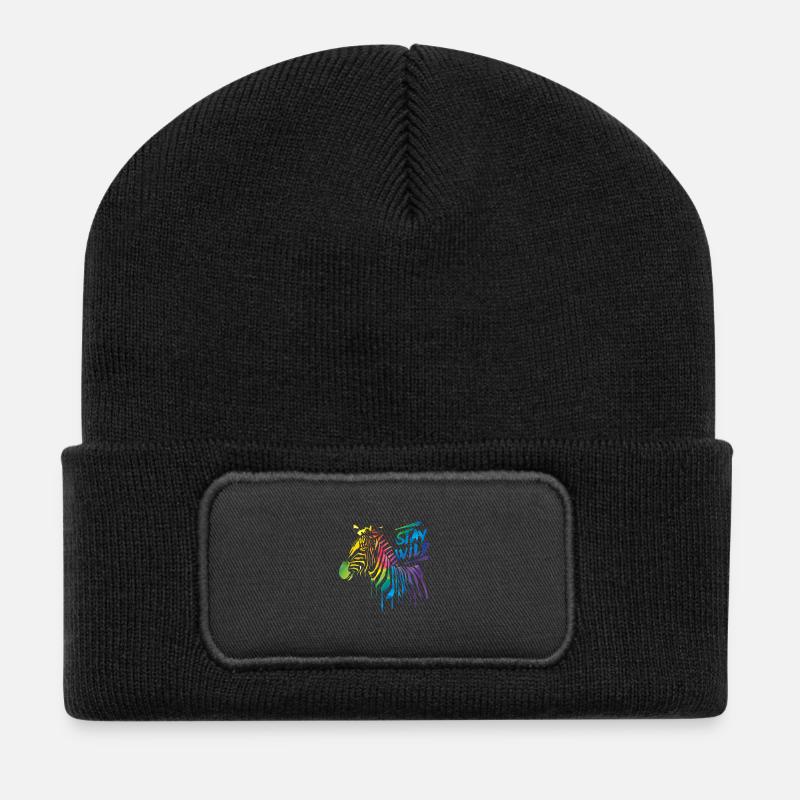 Zebra Boom! - Recycelte Patch Beanie - Schwarz
