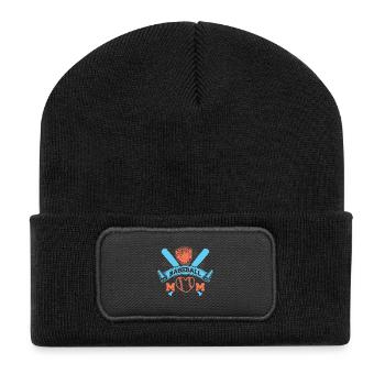 Maman de baseball - Beanie recyclé à patch - noir - Devant