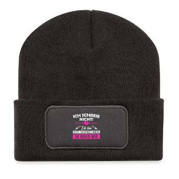 Nurse shirt · care · do not scream - Recycled Patch Beanie - dark grey - Front