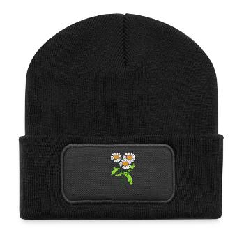 Gänseblümchen Blume Pflanze blühen Geschenkidee - Recycelte Patch Beanie - Schwarz - Vorne