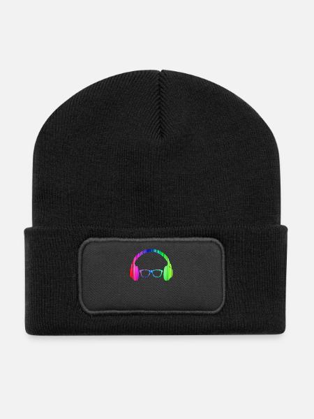Kopfhörer und Sonnenbrille Neon T-Shirt Glowing - Recycelte Patch Beanie - Schwarz
