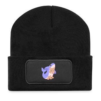 Chat mignon en cadeau de chemise de costume de requin chats - Beanie recyclé à patch - noir - Devant