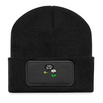 Let´s do it! - Bienchen und Blümchen - Recycelte Patch Beanie - Schwarz - Vorne