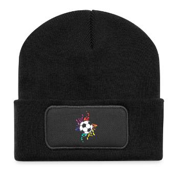 Soccer colorful paint splashes - Recycled Patch Beanie - black - Front