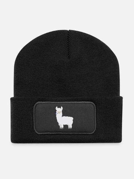 Chemise d'animal craché Lama motif d'enfant Lama crache - Beanie recyclé à patch - noir