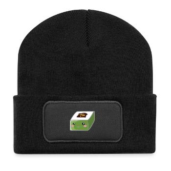Quadratisches Sushi - Recycelte Patch Beanie - Schwarz - Vorne