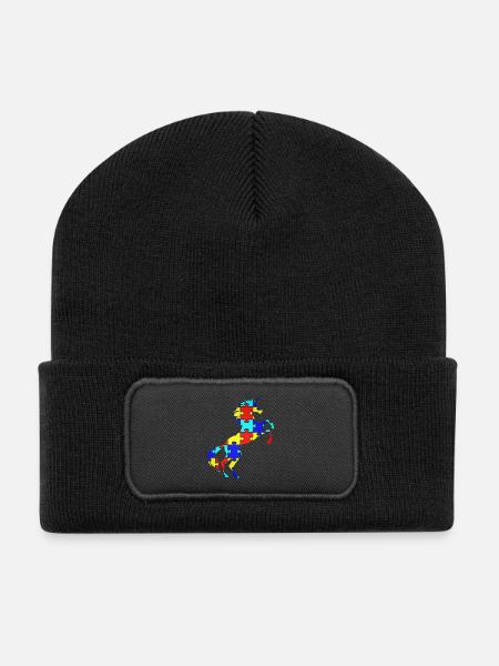 Einhorn-Autismus-Puzzlespiel-Symbol-T-Shirt magisch - Recycelte Patch Beanie - Schwarz