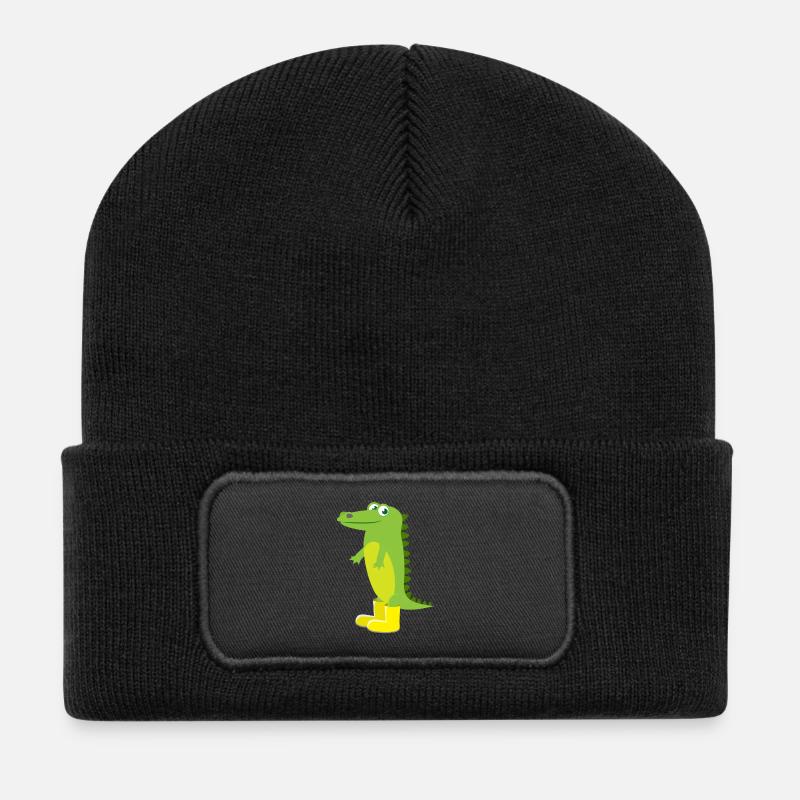 Kindermotiv Tiershirt grünes Krokodil Geschenkidee - Recycelte Patch Beanie - Schwarz