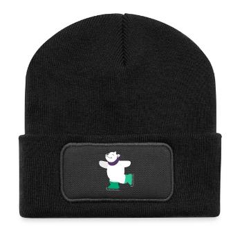 Kindermotiv Tiershirt Geschenkidee Eisbär auf Eis - Recycelte Patch Beanie - Schwarz - Vorne