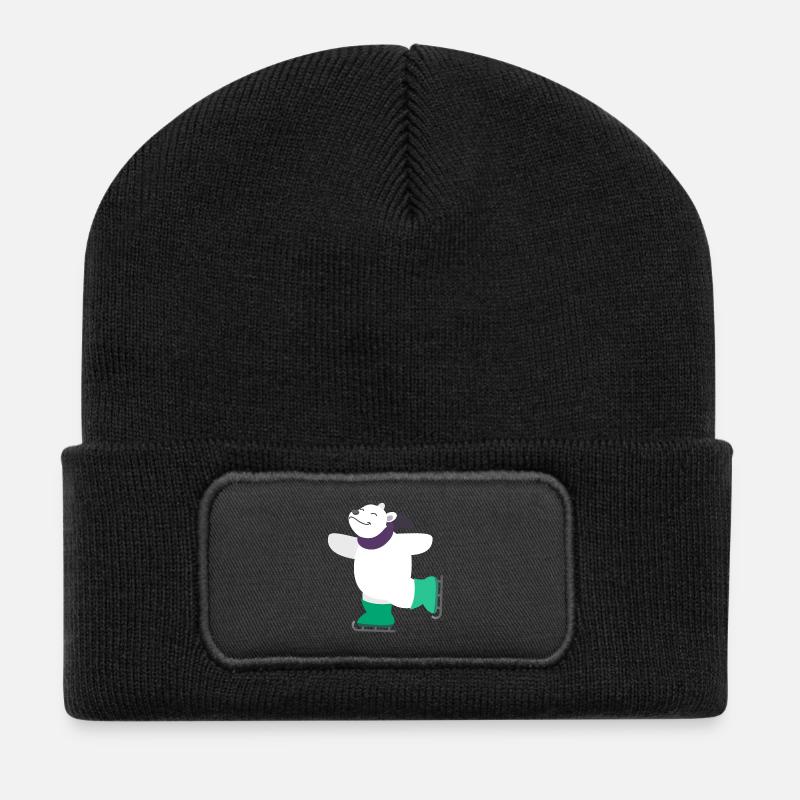 Kindermotiv Tiershirt Geschenkidee Eisbär auf Eis - Recycelte Patch Beanie - Schwarz