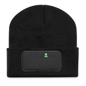 Pocket Dino Sweet Dinosaur Dino Gift - Recycled Patch Beanie - black - Front