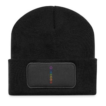 Leute, die Chakra heilige Symbol-Geschenk-Idee lieben - Recycelte Patch Beanie - Schwarz - Vorne