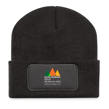 Ultra Running Laufen Skyrace Etappenlauf Geschenk - Recycelte Patch Beanie - Dunkelgrau - Vorne