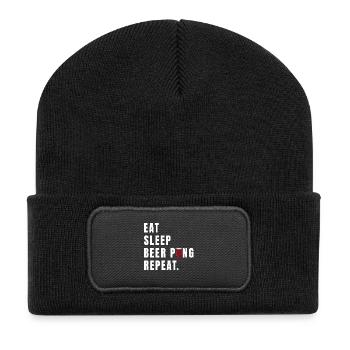 Beerpong Beer pong - cadeau de chemise de bière pong - Beanie recyclé à patch - noir - Devant