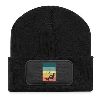 Kitesurfen - Kiteboard Kite Surfen Surfer Geschenk - Recycelte Patch Beanie - Schwarz - Vorne
