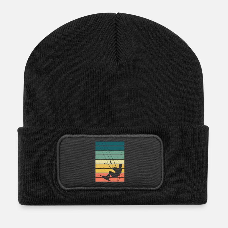 Kitesurfen - Kiteboard Kite Surfen Surfer Geschenk - Recycelte Patch Beanie - Schwarz