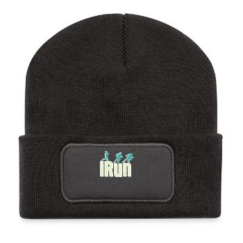 iRun Jogging Runner Marathon Gift Athlete - Recycled Patch Beanie - dark grey - Front