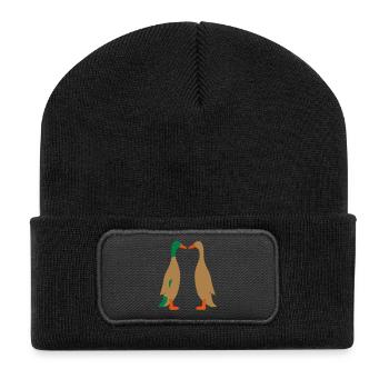 Ente und Ente Vektor - Recycelte Patch Beanie - Schwarz - Vorne