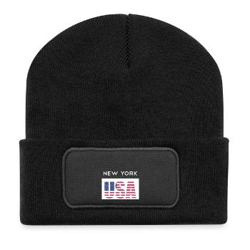 New York, États-Unis, États-Unis T-shirt NYC - Beanie recyclé à patch - noir - Devant