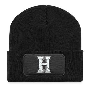 Letter H in white in the used look - Recycled Patch Beanie - black - Front