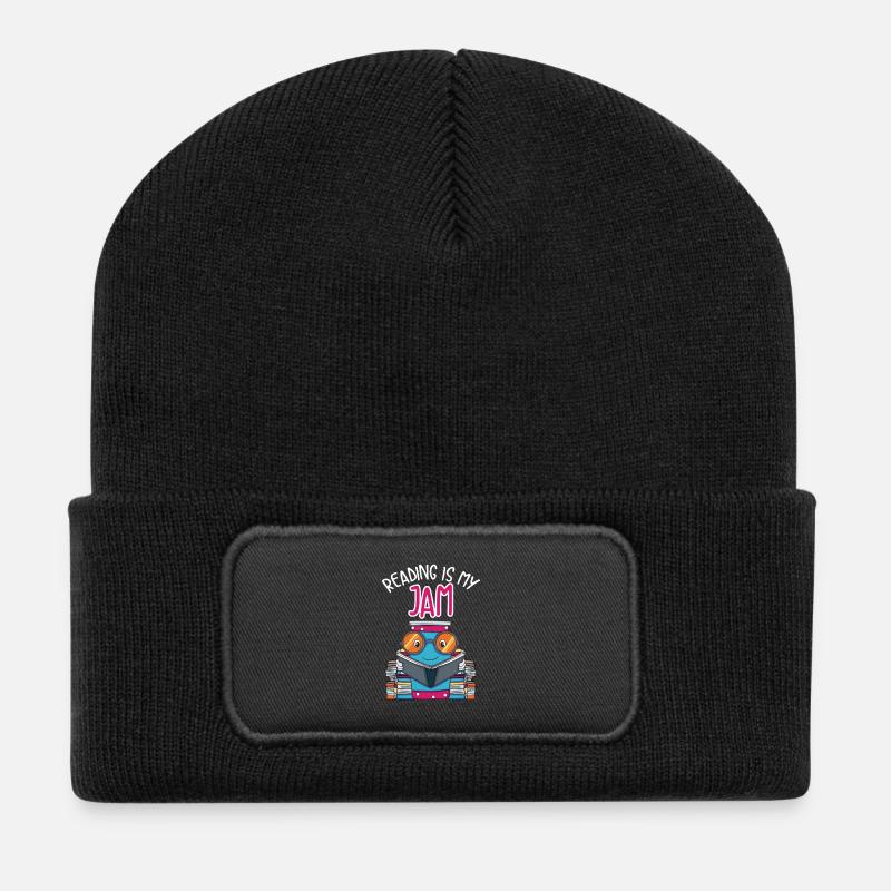 Bücher lesen Geschenk - Recycelte Patch Beanie - Schwarz