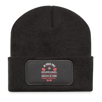 Musculation - Je peux pas - Beanie recyclé à patch - charbon - Devant