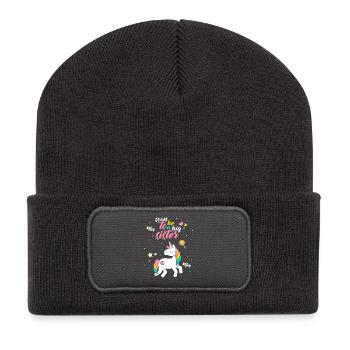 Je vais faire un grand cadeau de sœur Licorne - Beanie recyclé à patch - charbon - Devant