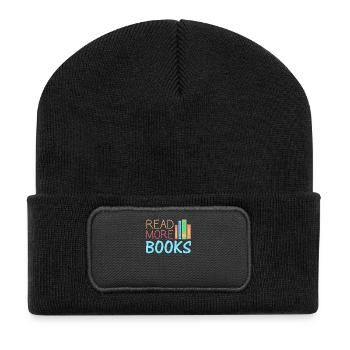 Bücher lesen Buch - Recycelte Patch Beanie - Schwarz - Vorne