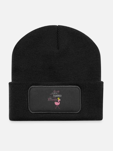 Ich bin ein Flamingo Geschenk Krone - Recycelte Patch Beanie - Schwarz